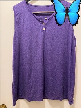 B2G1F Women's Sleeveless Henley Tank Top - Purple 🦋